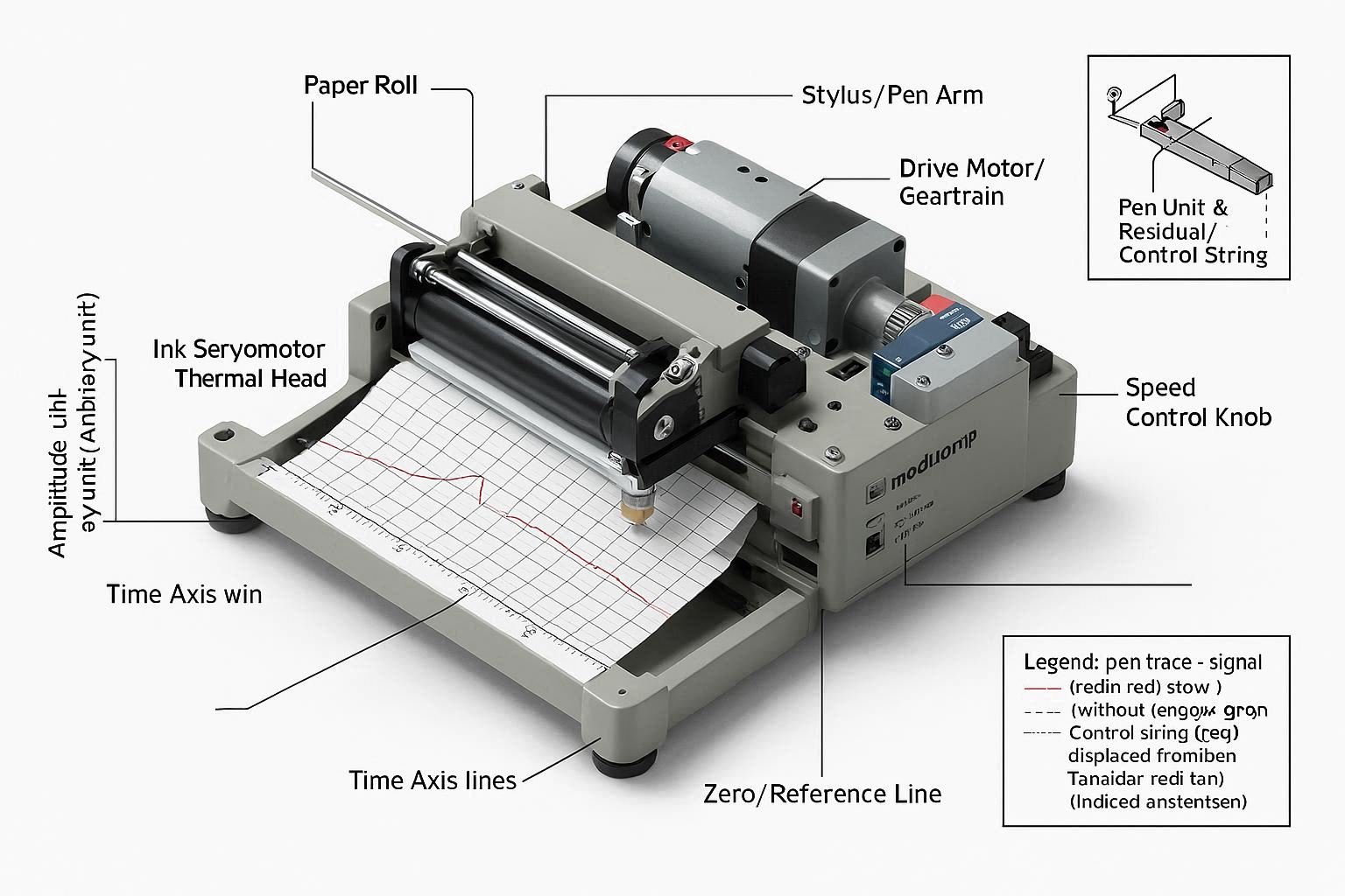 Strip Chart Recorder Diagram with Labeled Components